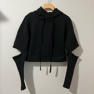 ALO YOGA BLACK PEAK CROPPED SWEATSHIRT SIZE SMALL